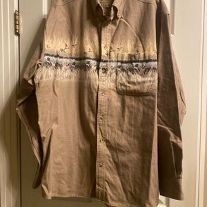 Cabelas Deerskin Chamois Long Sleeve Button Down Shirt Bird Dog Hunting XL Tall